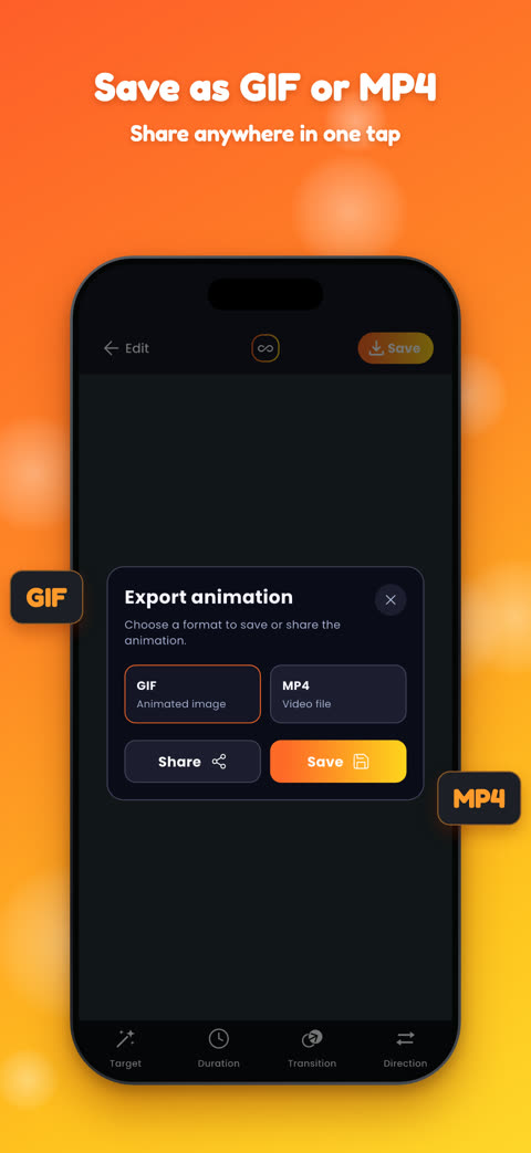 Save as GIF or MP4